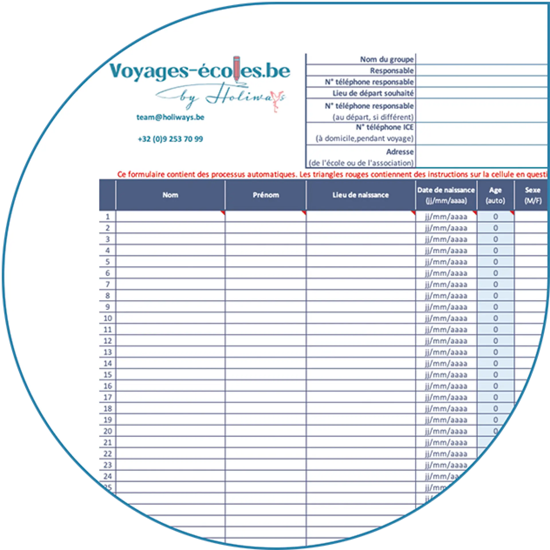 Liste de participants à 200